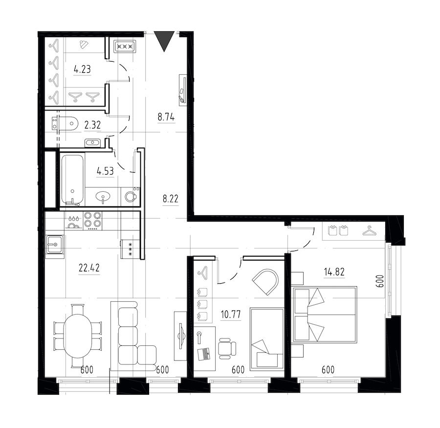 2-комнатная квартира 76.05 м², 8/9 эт., ЖК «LEGENDA Малоохтинский 68»